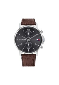 Tommy Hilfiger Daniel Herrrenuhr silber braun Lederarmband