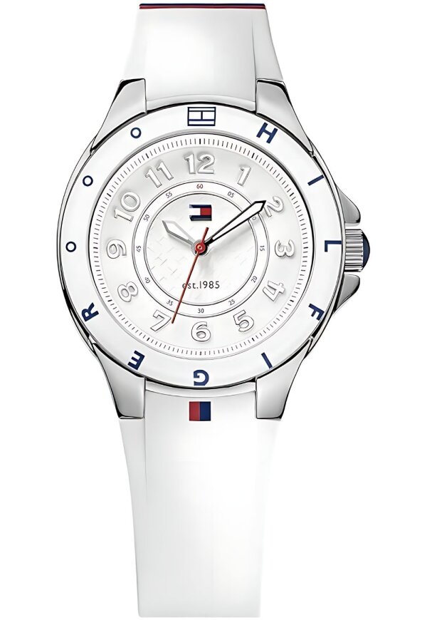 Tommy Hilfiger Damenuhr silber weiß Lederarmband