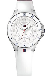 Tommy Hilfiger Damenuhr silber weiß Lederarmband
