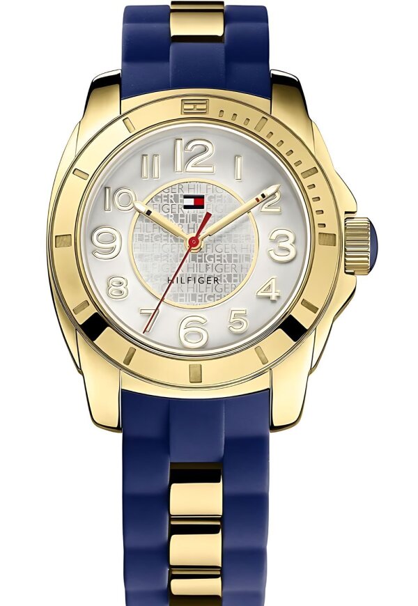 Tommy Hilfiger Damenuhr gold blau Silikonarmband