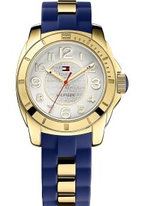 Tommy Hilfiger Damenuhr gold blau Silikonarmband