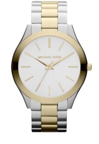 Michael Kors Slim Runway Lady Damenuhr silber gold Edelstahl