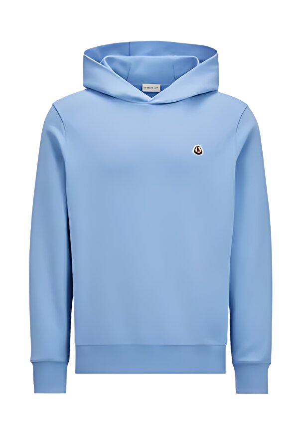 Moncler Logo Patch Cotton Hoodie Light Blue