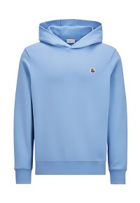 Moncler Logo Patch Cotton Hoodie Light Blue