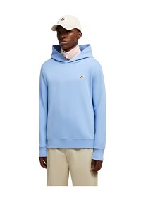 Moncler Logo Patch Cotton Hoodie Light Blue