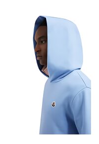 Moncler Logo Patch Cotton Hoodie Light Blue