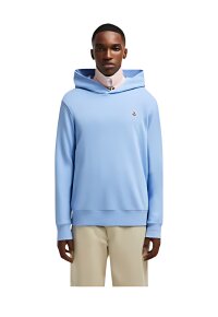 Moncler Logo Patch Cotton Hoodie Light Blue