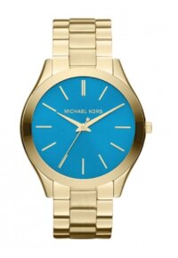 Michael Kors Slim Runway Lady Damenuhr gold blau Edelstahl