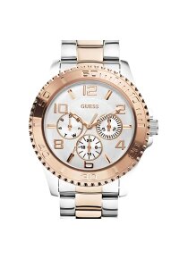 Guess Damenuhr Chronograph silber roségold
