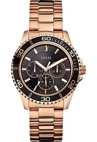 Guess Damenuhr Chronograph roségold schwarz