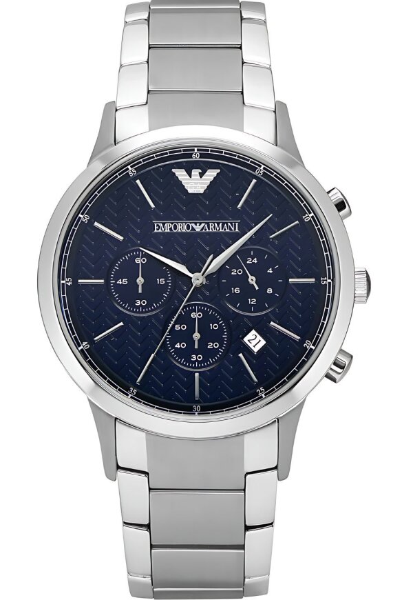 Emporio Armani Renato Herrenuhr Chronograph silber blau AR2486