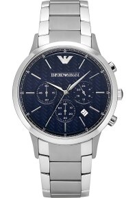Emporio Armani Renato Herrenuhr Chronograph silber blau...