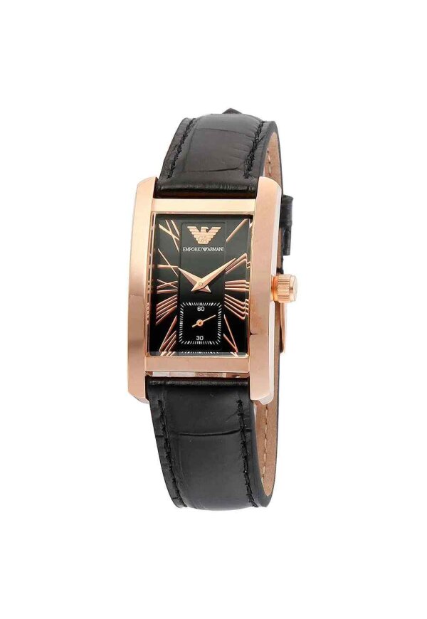 Emporio Armani Damenuhr roségold schwarz Lederarmband