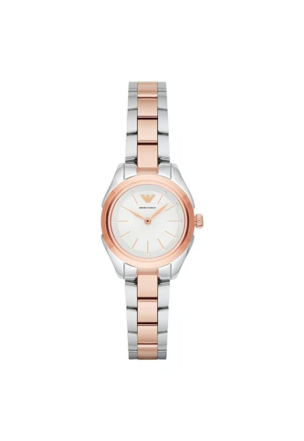 Emporio Armani Damenuhr silber roségold elegante Bicolor Designer Uhr