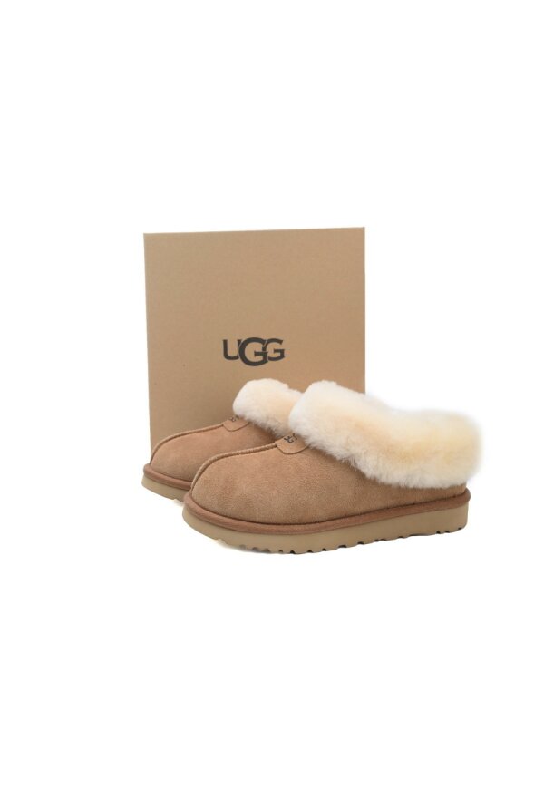 UGG Tazzette Plateauslipper in Braun mit Fell