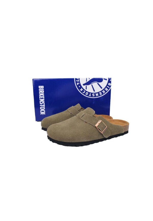 Birkenstock Boston Soft Footbed Clog Taupe Velourleder