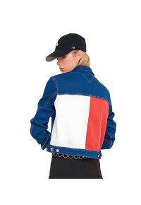 Tommy Hilfiger Damen Jeansjacke mit Flag-Backprint