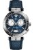 Versace Aion Chronograph Herrenuhr silber blau Lederarmband