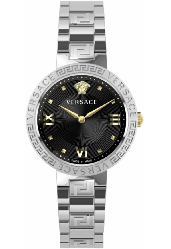 Versace Greca Lady Damenarmbanduhr Schwarz Silber