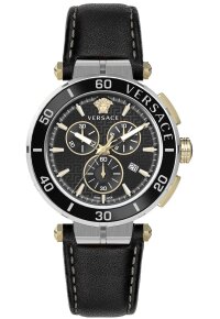 Versace Greca Chrono Herrenuhr silber schwarz