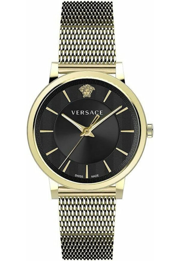 Versace V Circle Unisex Armbanduhr Schwarz Gold
