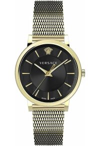 Versace V Circle Unisex Armbanduhr Schwarz Gold