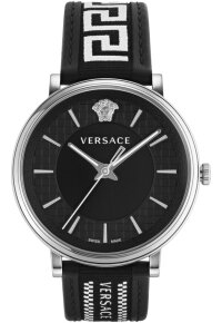 Versace V Circle Herrenarmbanduhr Schwarz Silber