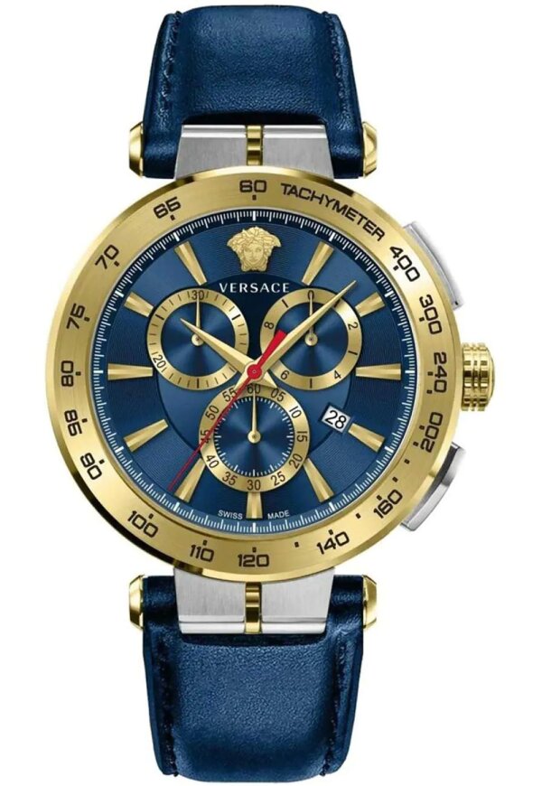 Versace Aion Chronograph Herrenarmbanduhr Blau Gold