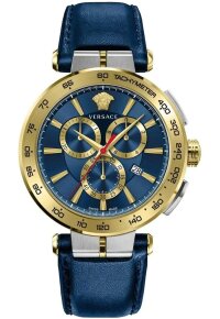 Versace Aion Chronograph Herrenarmbanduhr Blau Gold