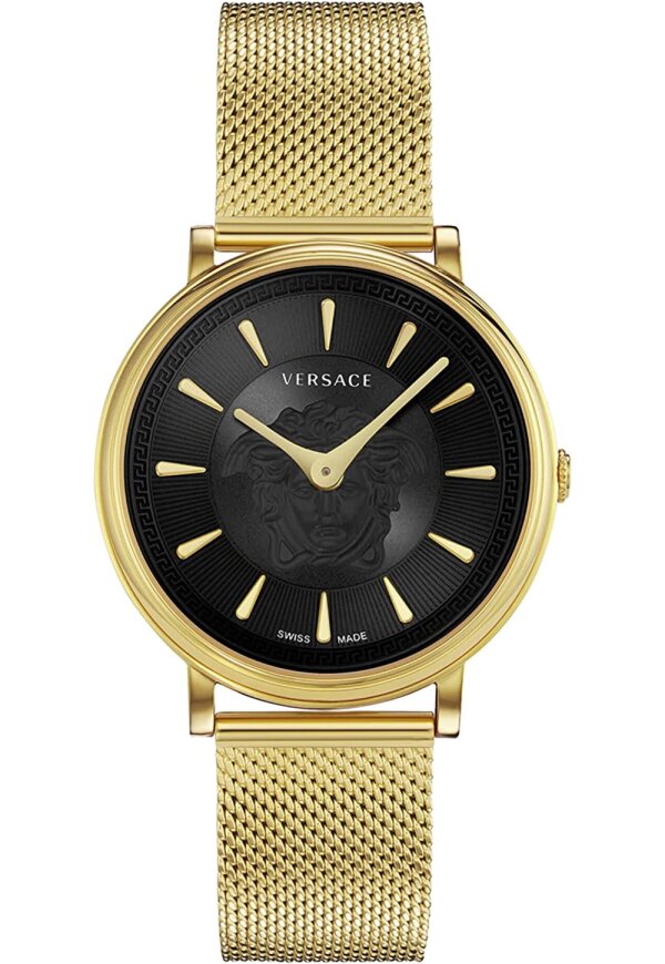 Versace V Circle Medusa Damenarmbanduhr gold schwarz