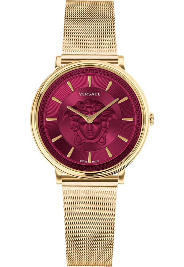 Versace V Circle Medusa Damenarmbanduhr gold rot