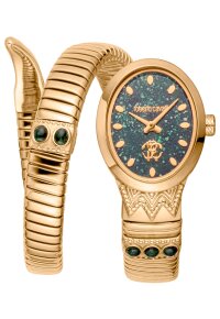 Roberto Cavalli Lady Serpente Ornato Damenuhr Grün Gold