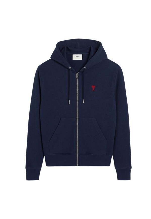 Ami Paris Ami de Coeur Zip Hoodie Dunkelblau Herren