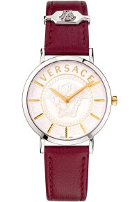 Versace Essential Damenuhr silber weinrot