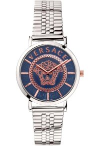 Versace V Essential Damenuhr silber blau