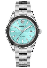 Versace Greca Classic Herrenuhr silber tuerkis Automatic