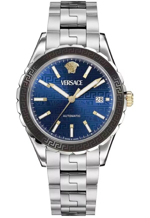 Versace Hellenyium Automatic Herrenuhr silber blau
