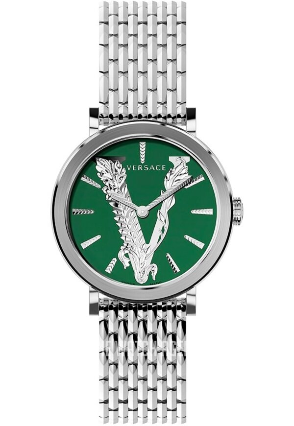 Versace Virtus Damenarmbanduhr silber gruen