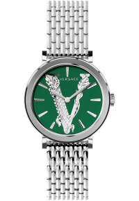 Versace Virtus Damenarmbanduhr silber gruen