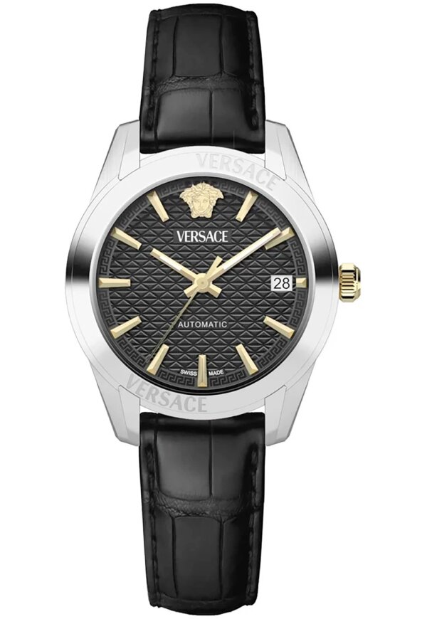 Versace Greca Classic Damenuhr Automatic silber schwarz