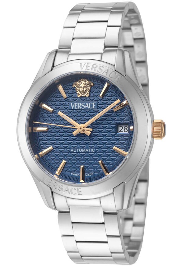 Versace Greca Damenuhr Automatic silber blau