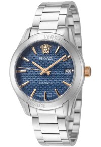 Versace Greca Damenuhr Automatic silber blau