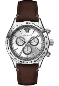 Versace Greek Chronograph Herrenuhr silber braun
