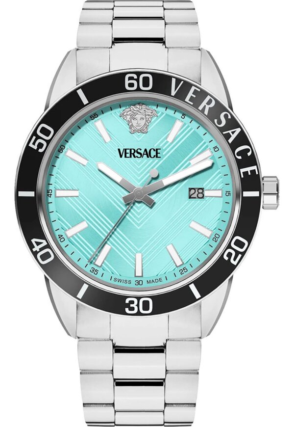 Versace Greca Herrenuhr silber tuerkis