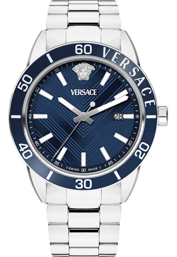 Versace Greca Urban Herrenuhr silber blau
