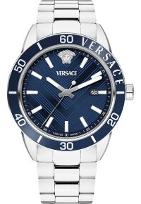 Versace Greca Urban Herrenuhr silber blau