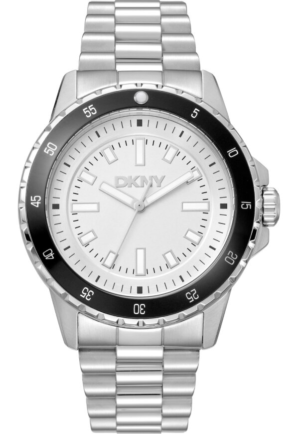 Donna Karan New York Active Sport Herrenuhr silber schwarz