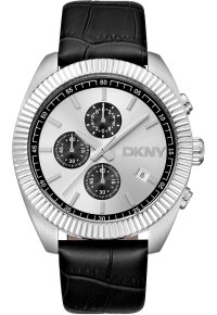 Donna Karan New York Herrenuhr Chronograph silber schwarz