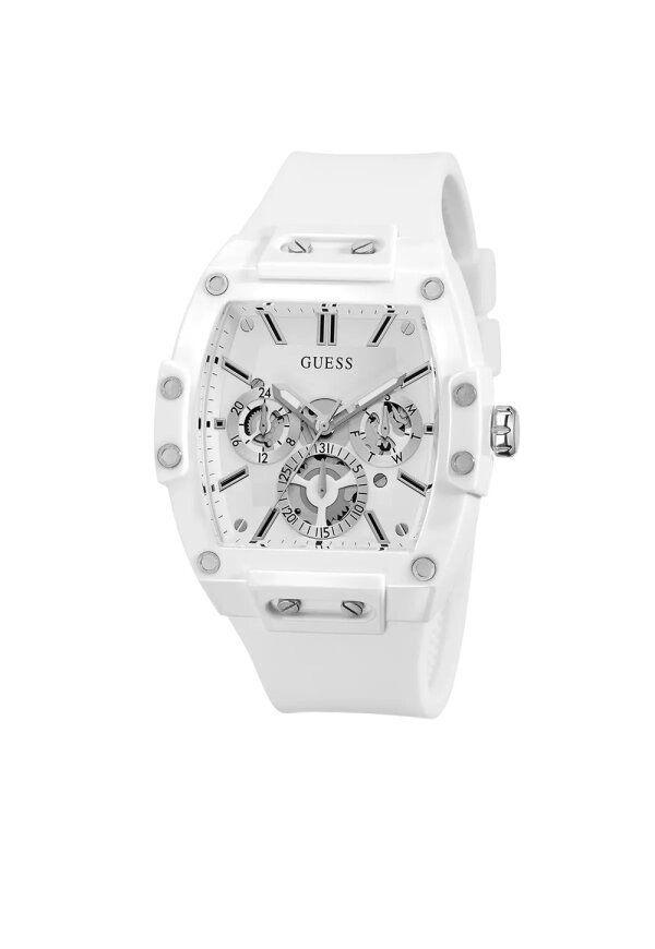 Guess Phoenix Herren-Multifunktionsuhr mit weißem Silikonarmband GW0203G2
