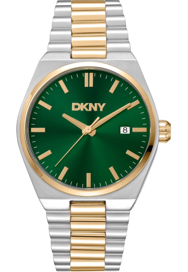 Donna Karan New York Everyday Herrenuhr silber gold gruen